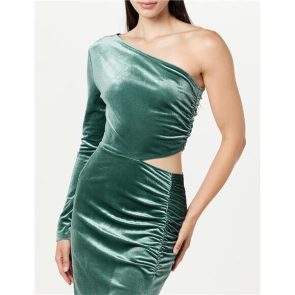 The Drop Women's Lia One-Shoulder Cutout Velvet Midi Dress - Picture 3 of 8